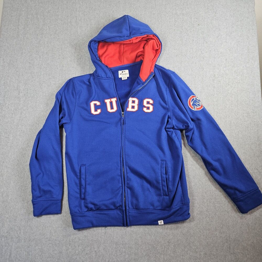 Fanatics Chicago Cubs Hoodie Medium Blue Full Zip Baseball Sweatshirt Jacket MLB
